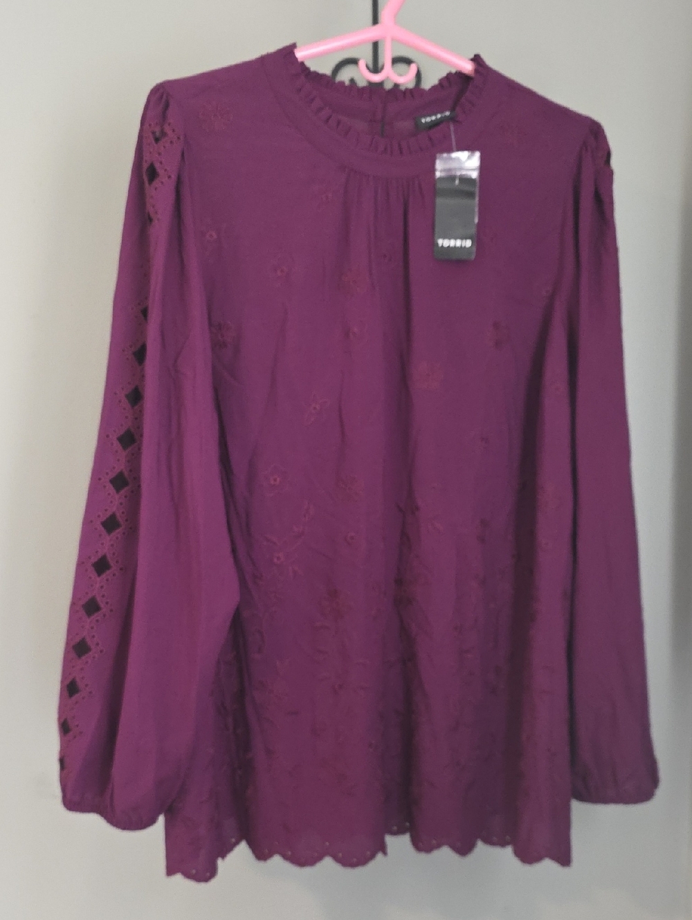 Torrid Purple Eyelet Embroidered Long-Sleeve Blouse Size 2X NWT